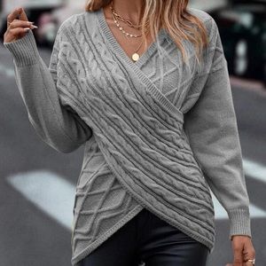 Gray Cable Knit Sweater 